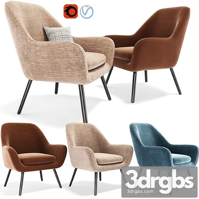 Memphis velvet armchair 02 3D Model Free
