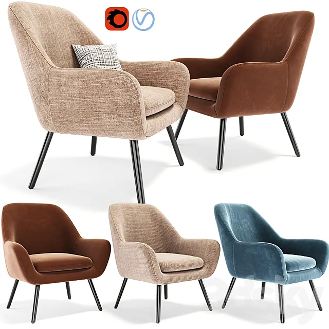 Memphis Velvet Armchair 02 3DModel