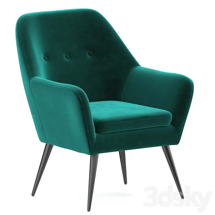 Memphis velvet armchair 3D Model