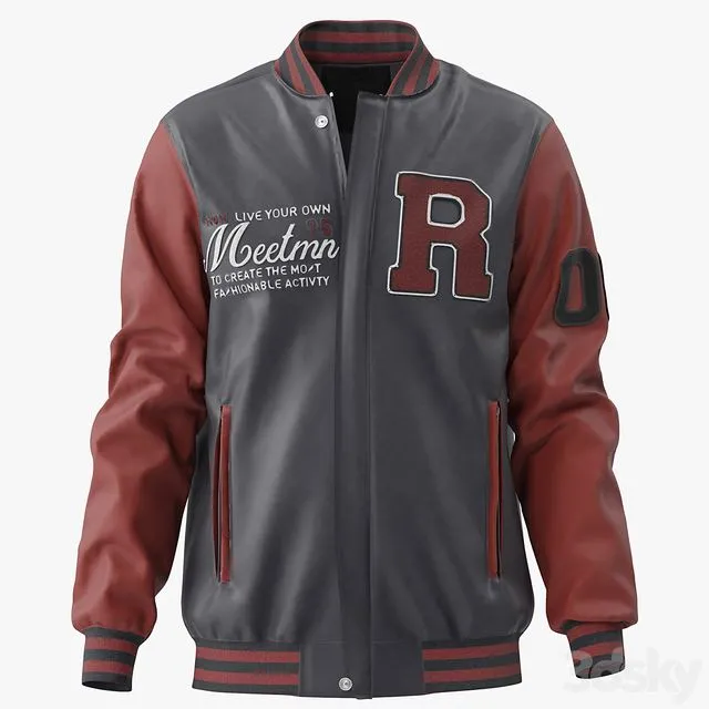 Men Embroidery Baseball Jackets 3D Model