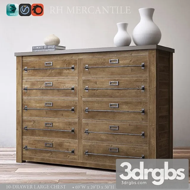 Mercantile 10 Drawer Large Chest 3D Model Free