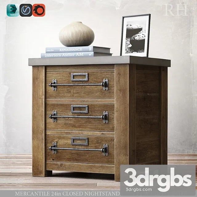 Mercantile 24in Closed Nightstand 3D Model Free