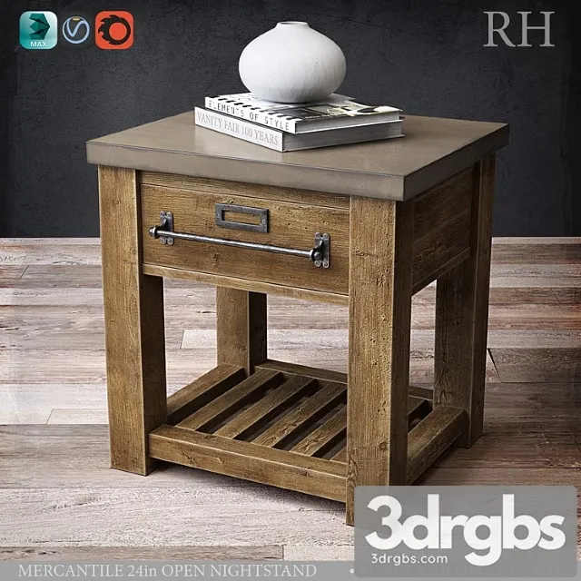 Mercantile 24in Open Nightstand 3D Model Free