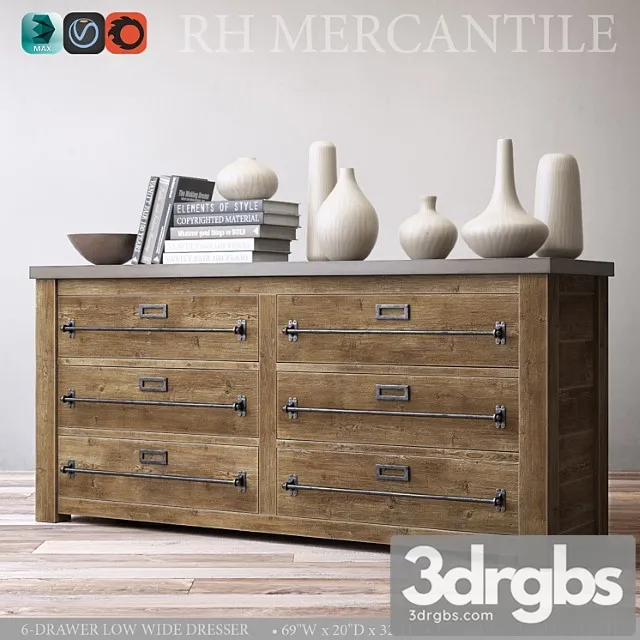 Mercantile 6 Drawer Low Wide Dresser 1 Free Download