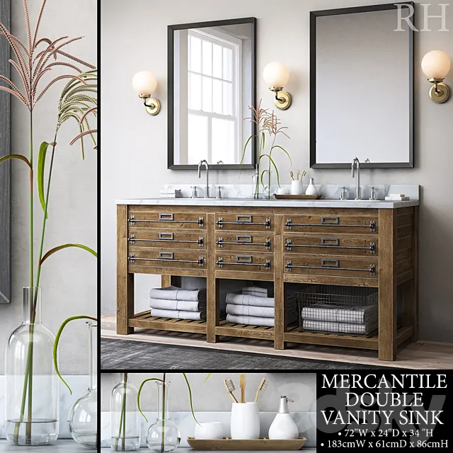 MERCANTILE DOUBLE VANITY SINK 3D Model