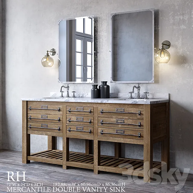MERCANTILE DOUBLE VANITY SINK 3DModel