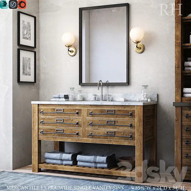 MERCANTILE EXTRA-WIDE SINGLE VANITY SINK 3D Model