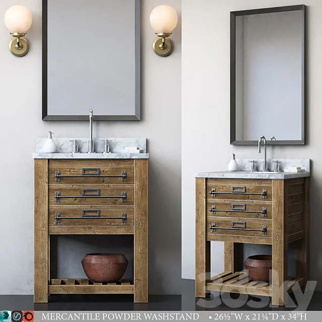MERCANTILE POWDER WASHSTAND 3D Model