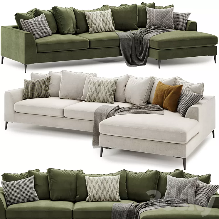 Meridian large chaise sofa 3D Model