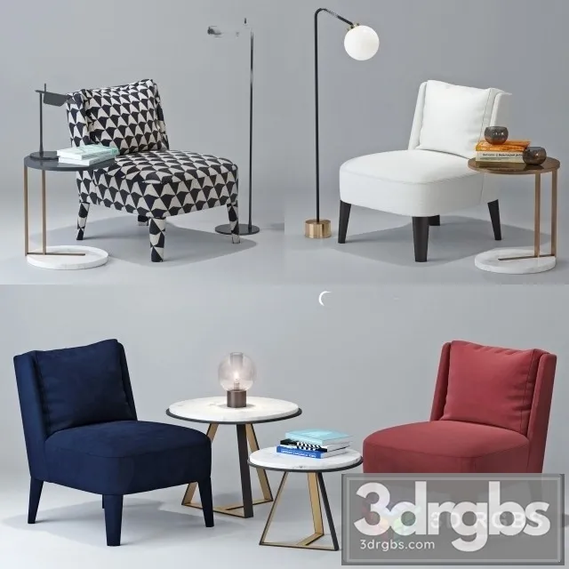 Meridiani Cecile Table and Chair 3D Model Free