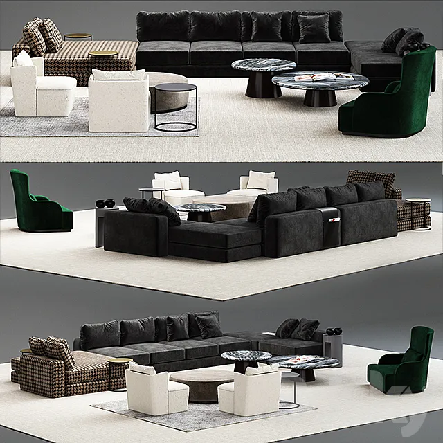 meridiani harold modular sofos set 3D Model