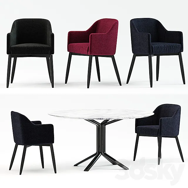 Meridiani Lola Chair + miller tables 3D Model