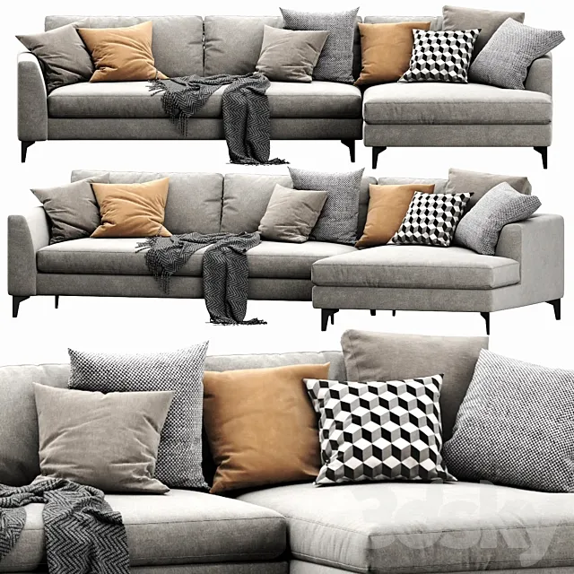 Meridiani Louis Up Chaise Lounge 3D Model