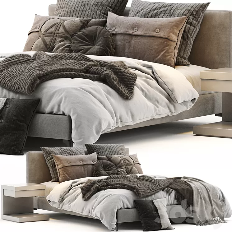 Meridiani Stone Up Bed 3D Model Free