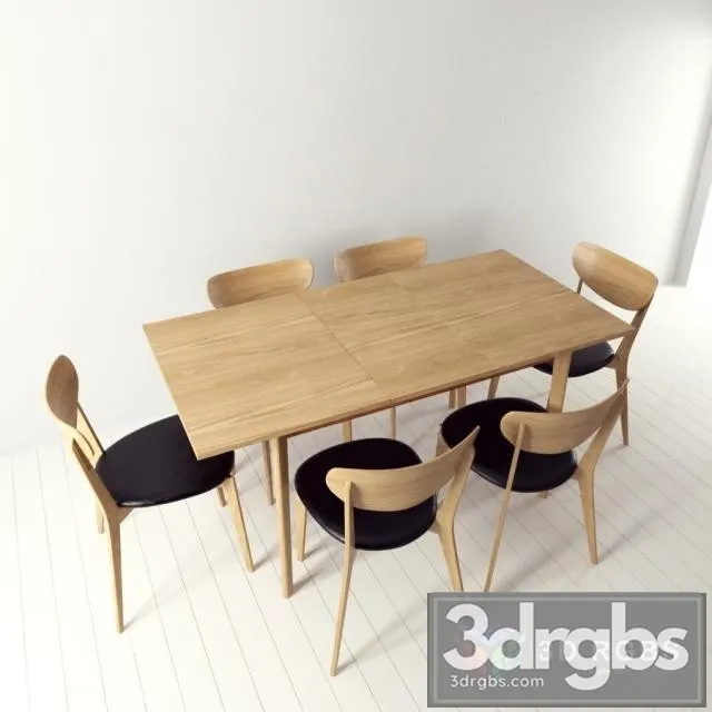 Merrick Oak Table and Chair 3D Model Free