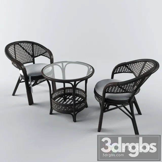 Mesa Rattan Jardim Varanda 3D Model Free