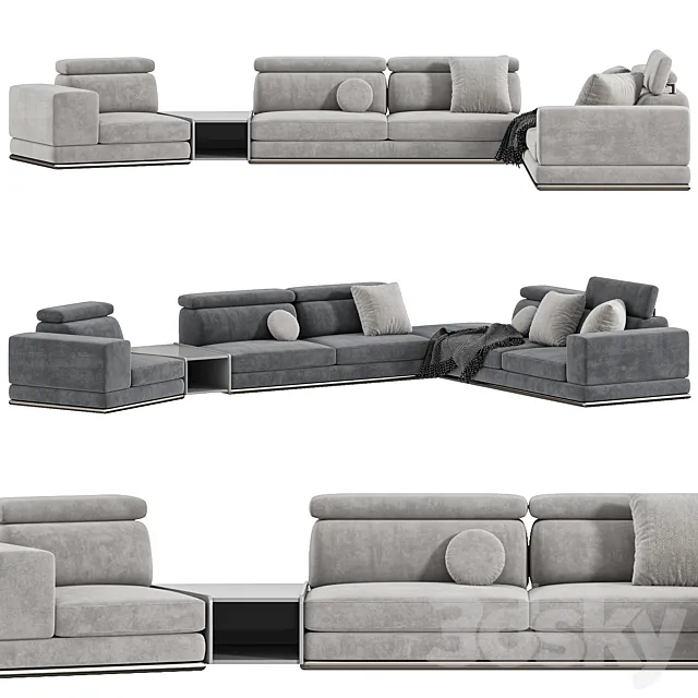 Met Corner With Integrated Table Sofa By Lazzoni Collection 3D Model