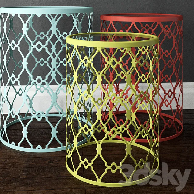 Metal Accent Table Set 3D Model