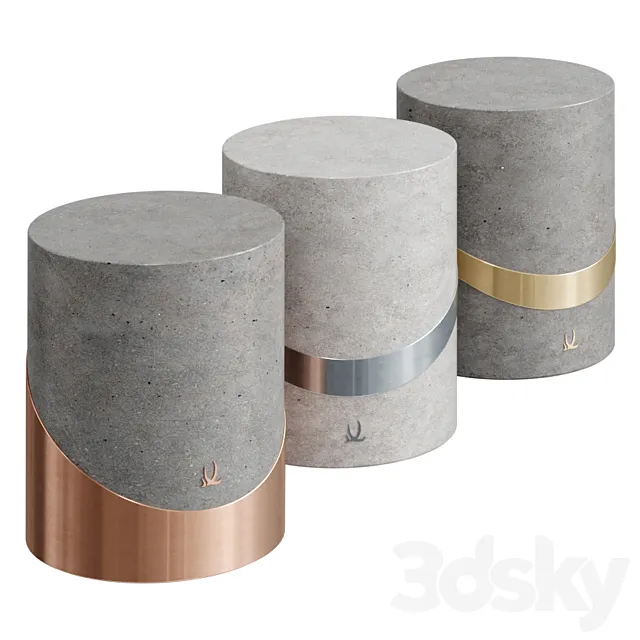 metal and concrete stools 3DModel