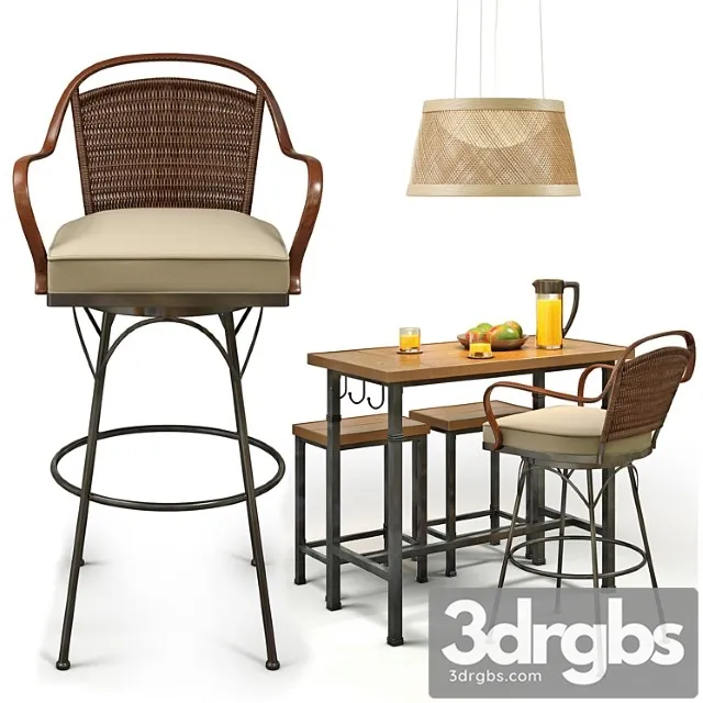 Metal and wood pub set 2 3D Model Free