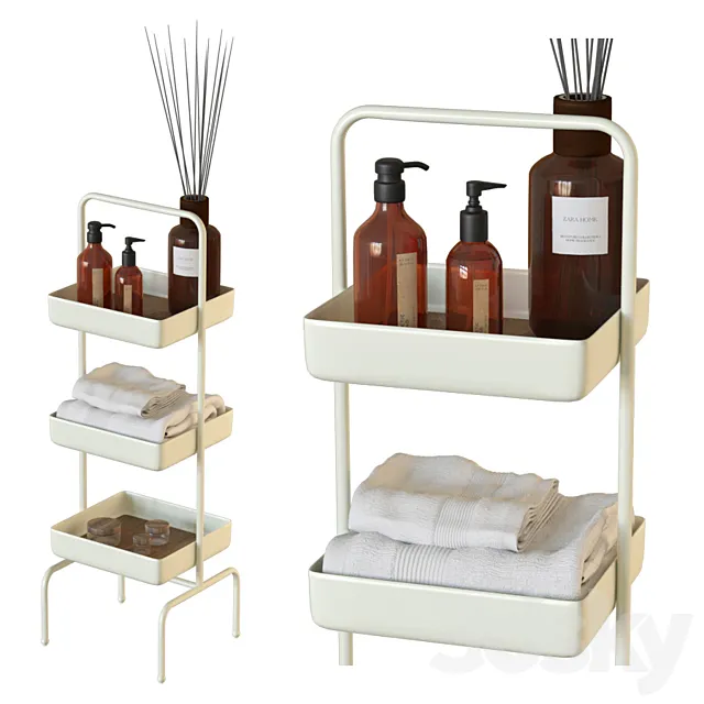 Metal and Wood Storage Unit Zara Home 3D Model