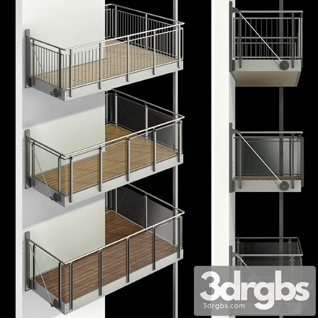 Metal balcony (3 types of cantilever balconies) 3D Model Free