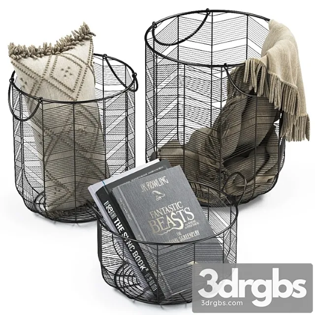 Metal baskets decor 02 3D Model Free