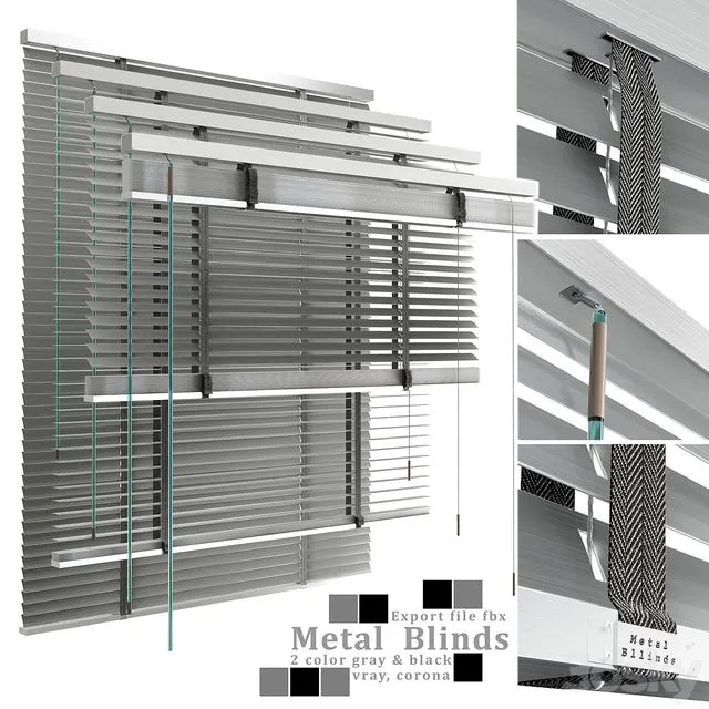 Metal blinds black & gray 3D Model