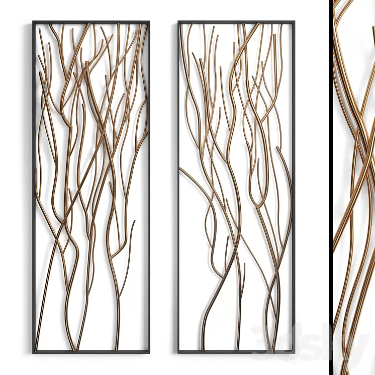 Metal branch wall set 3D Model