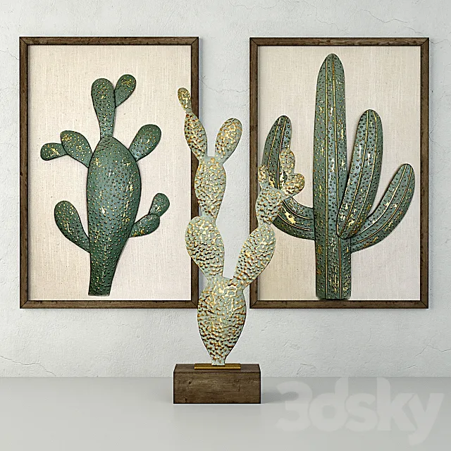 Metal Cactus Sculptures 3D Model