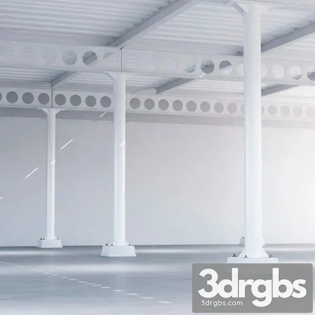 Metal ceiling girder system with columns 02 3D Model Free