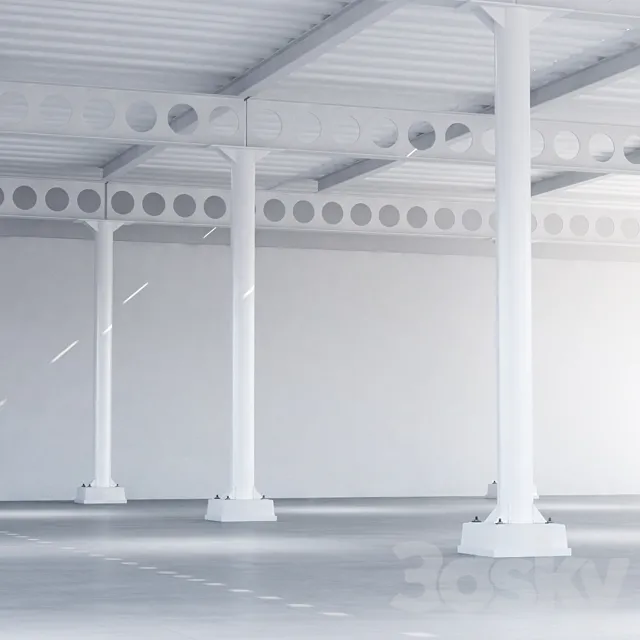 Metal ceiling girder system with columns 02 Free Download