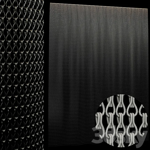 metal chain curtain 2 3D Model