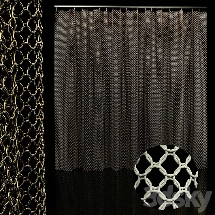 metal chain curtain 3D Model Free