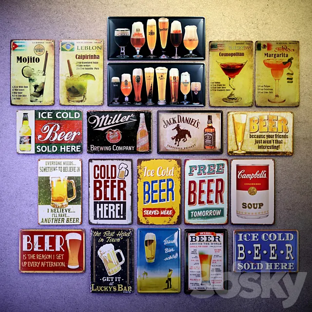 Metal decorative plate - a collection №2. Alcohol 3D Model