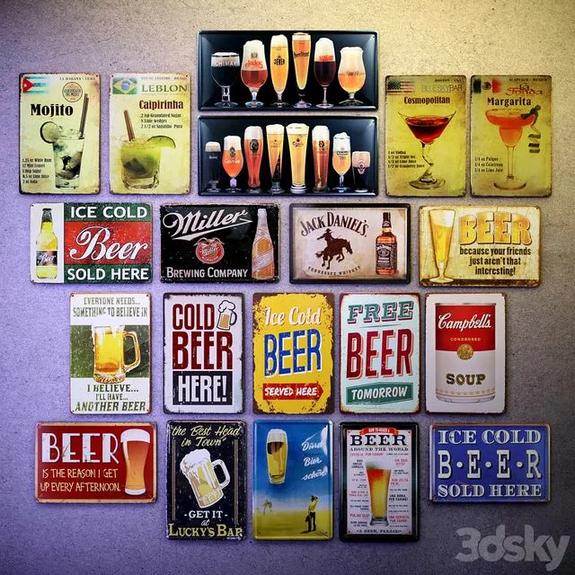 Metal decorative plate - a collection №2. Alcohol 3D Model