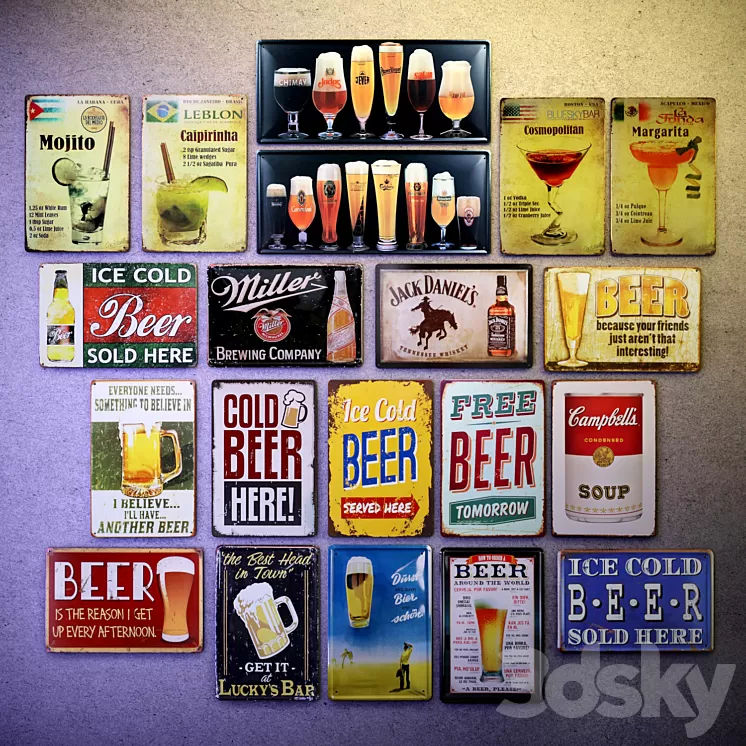 Metal decorative plate - a collection №2. Alcohol 3D Model