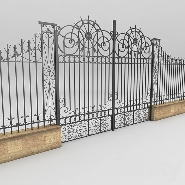Metal door and Fence 3D Model