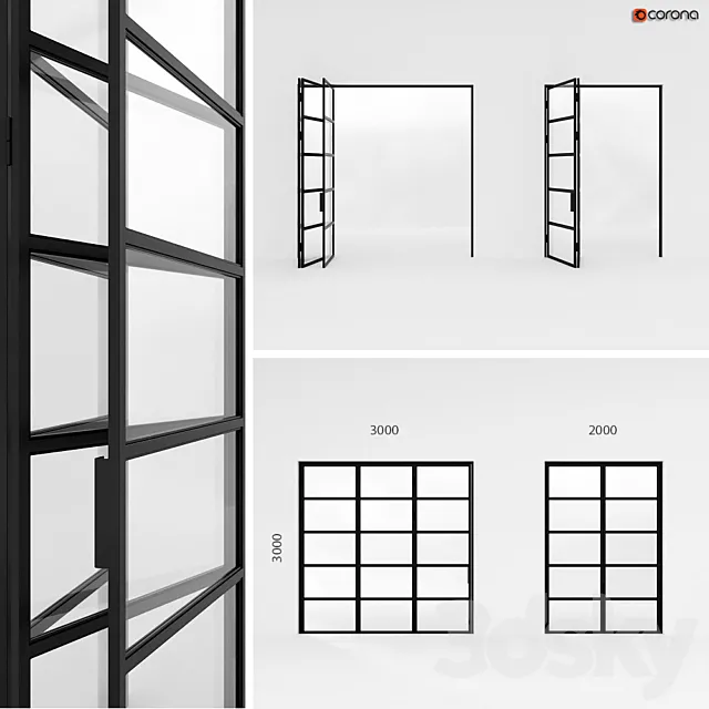 Metal doors-accordion in the style of Loft 3 3D Model