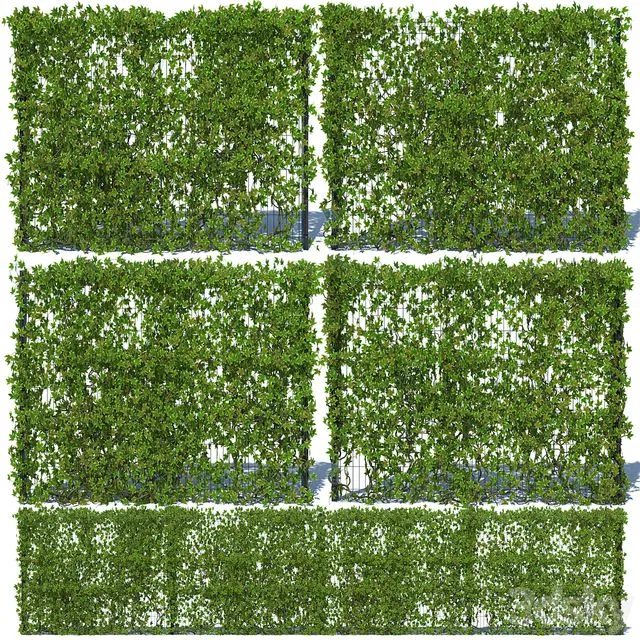 Metal Fence 3D (H-203) with Ivy v3 3D Model