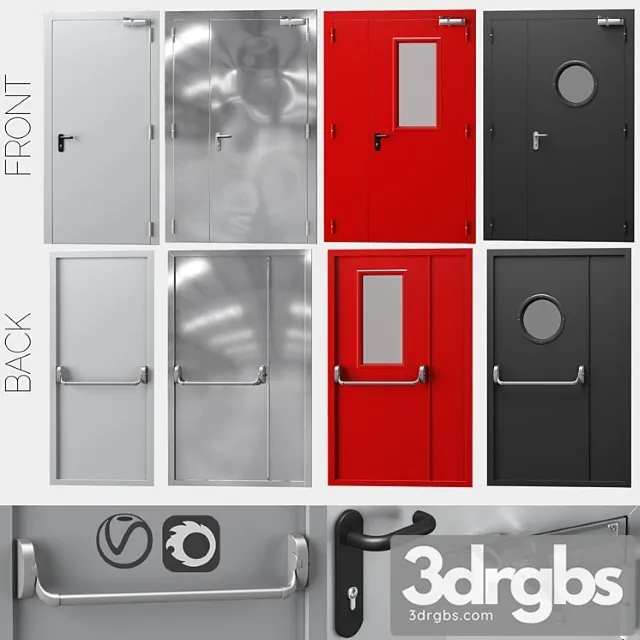 Metal Fire Doors 4 Colors 3D Model Free