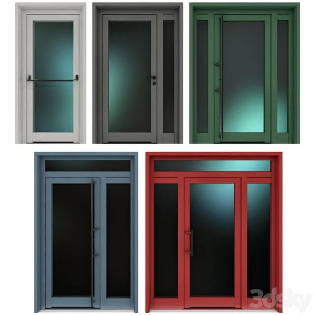 Metal fire doors (colors) 3D Model