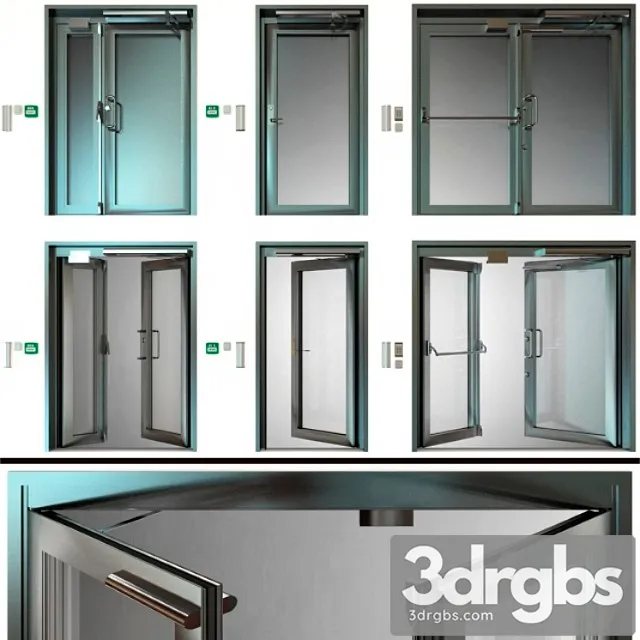 Metal fire doors_1 3D Model Free