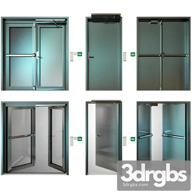 Metal fire doors_2 3D Model Free