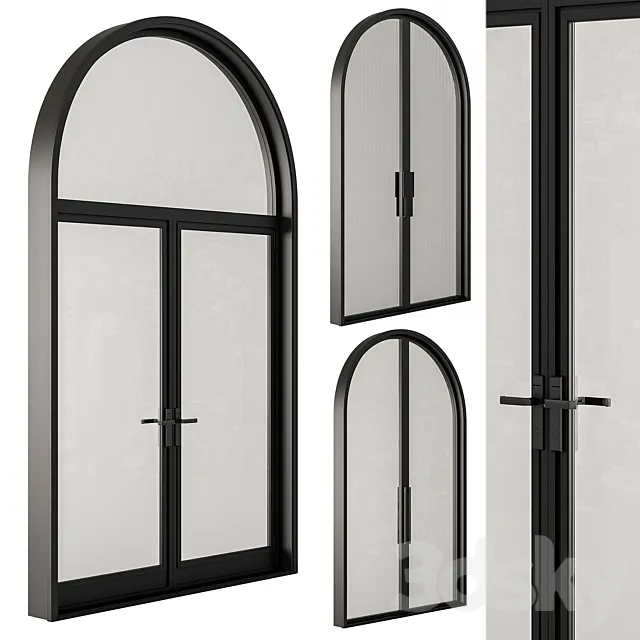 Metal Glass Arched Door - Door Model 43 3D Model
