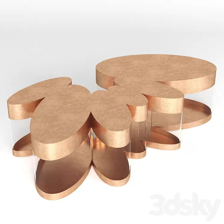 Metal Glass Coffee Table 3D Model
