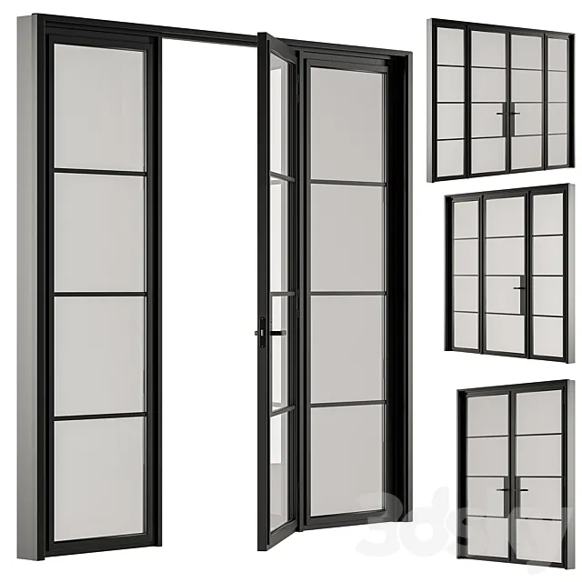Metal Glass Door - Set 95 3D Model