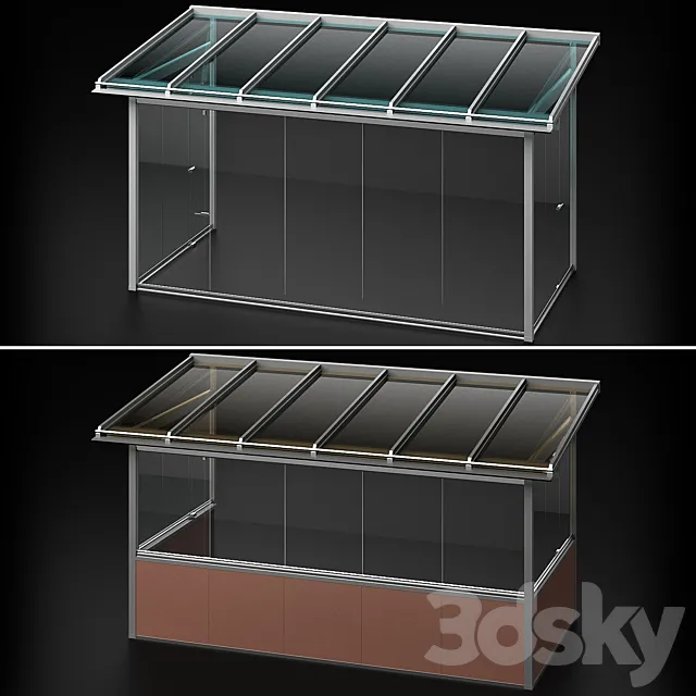 Metal glazed veranda terrace 3D Model