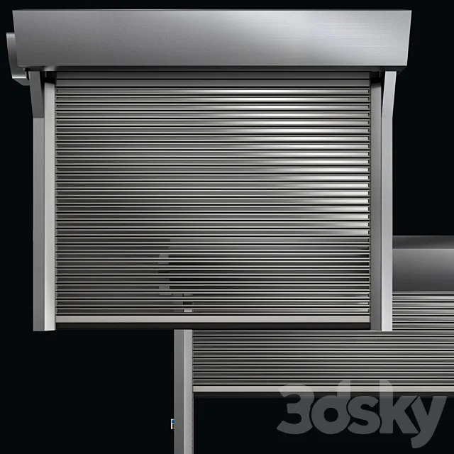 Metal industrial high speed door with horizontal transparent lamellas 3DModel