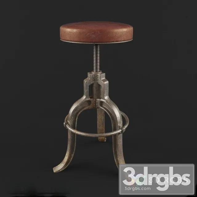 Metal Leather Bar Stool 3D Model Free